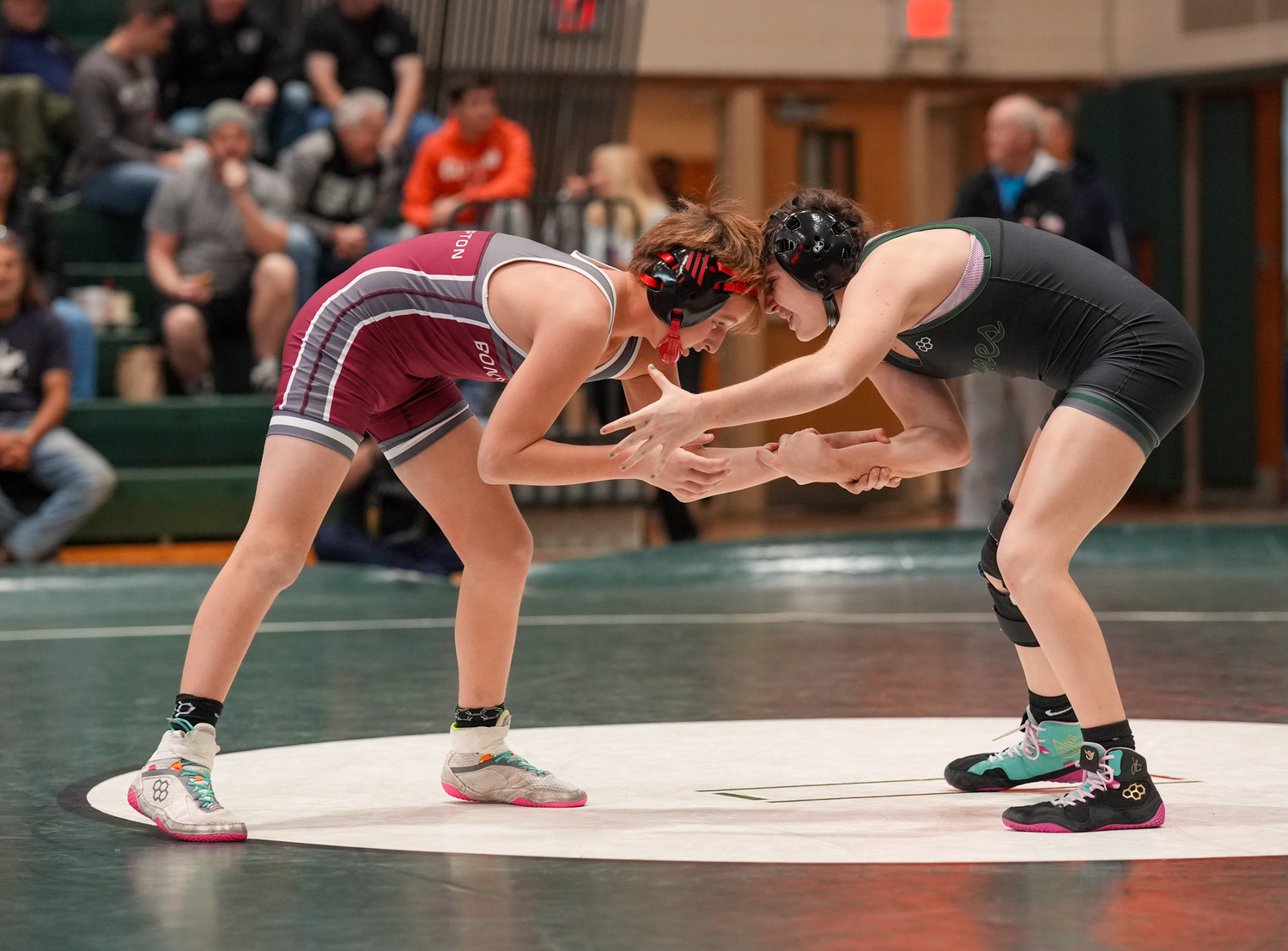 East Hampton's Caleb Mott battles with Lily Blenk of Westhampton Beach.   RON ESPOSITO