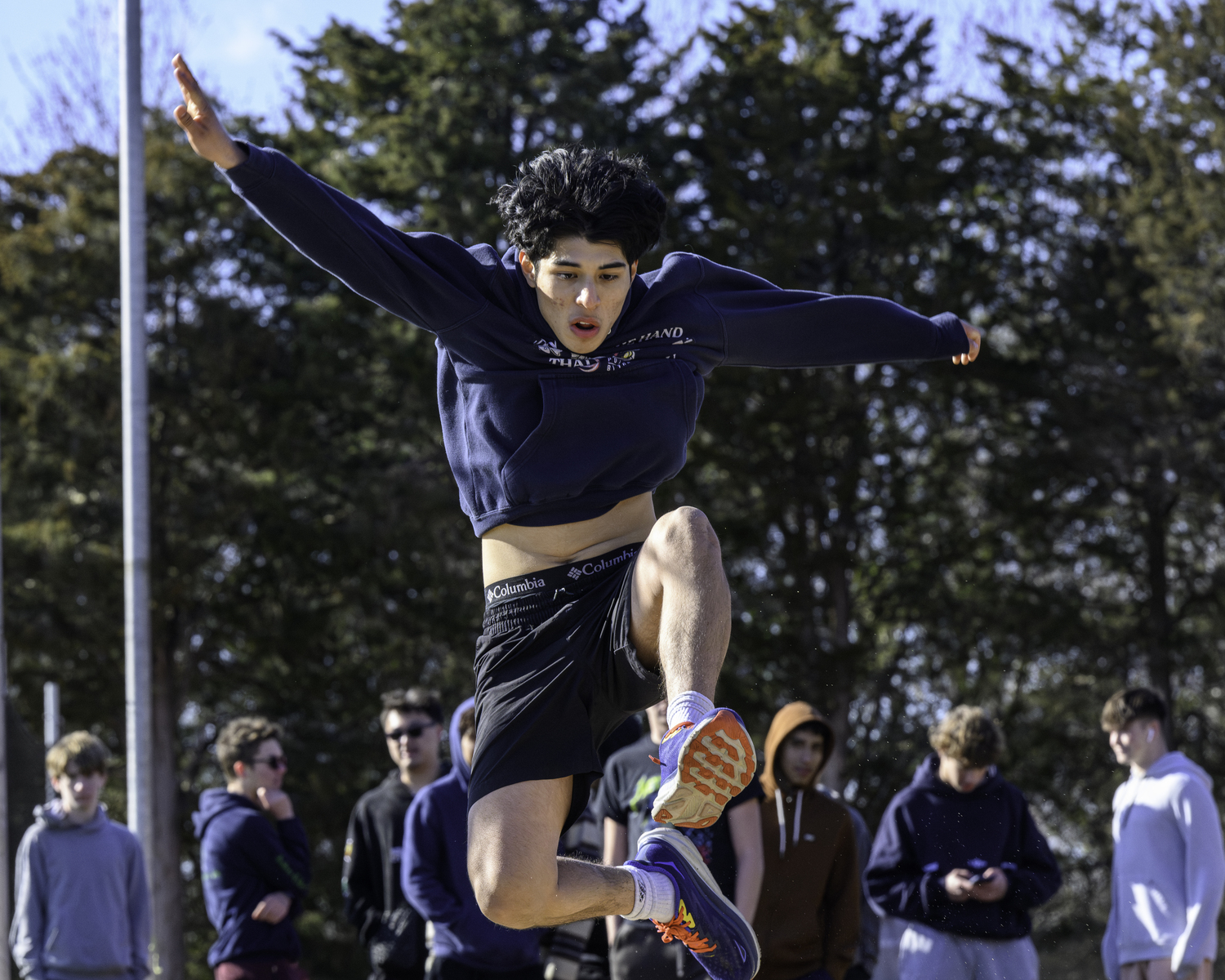 Bradley Rodriguez tries out the long jump. MARIANNE BARNETT