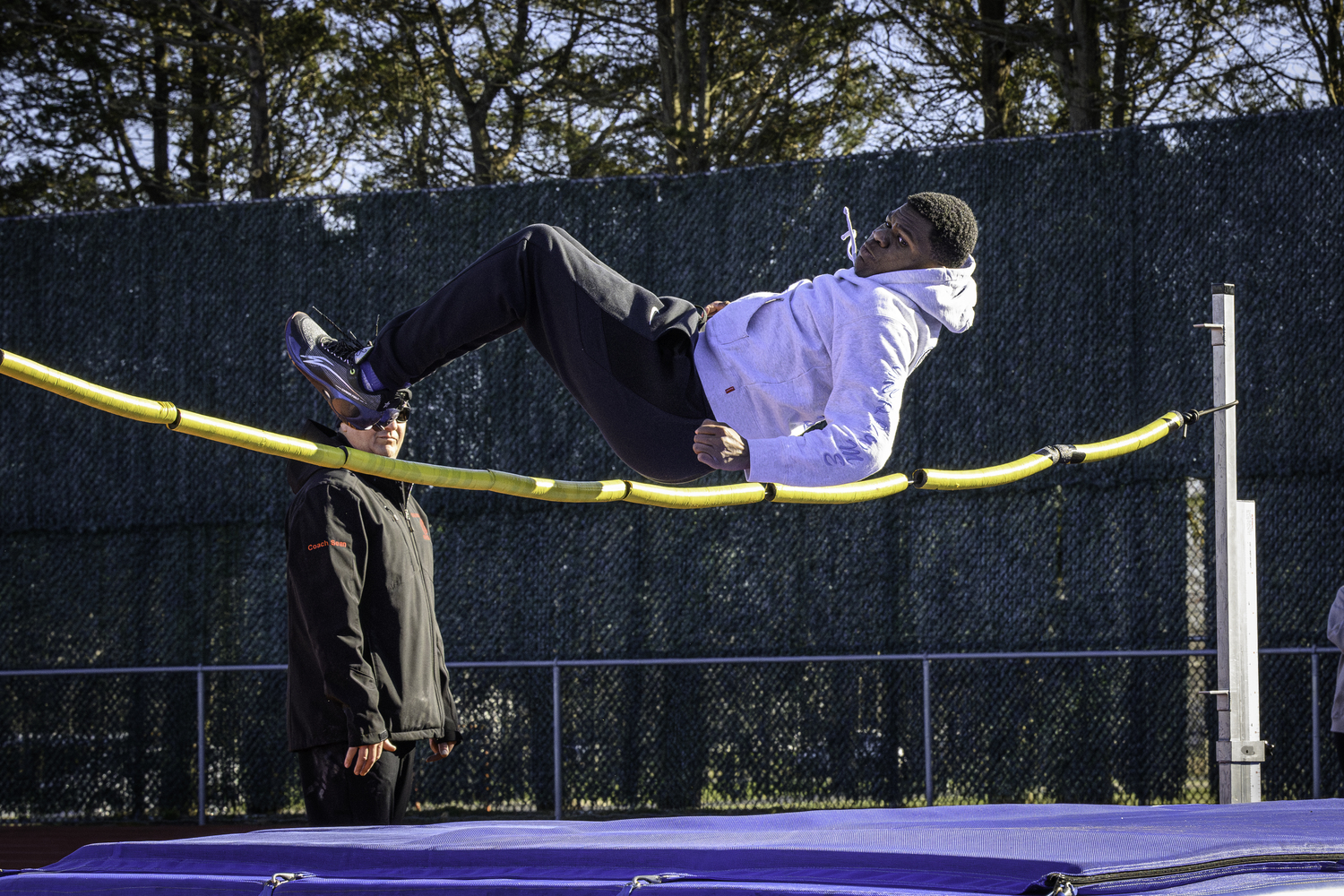 Pierson's Keanu King is coming out for the East Hampton track team this spring.   MARIANNE BARNETT