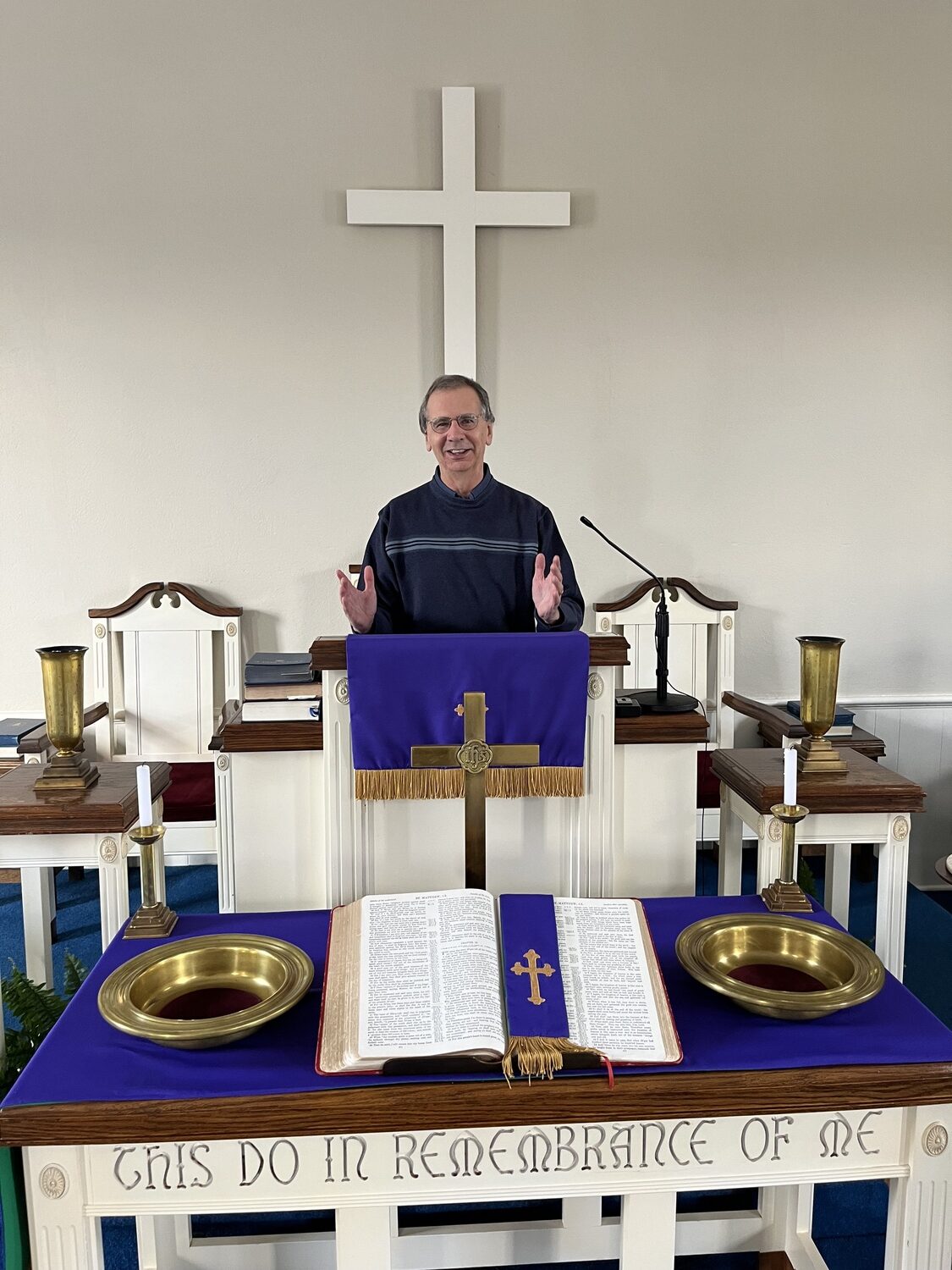 Pastor Adrian Pratt in his new home at the Springs Community Presbyterian Church. ELIZABETH VESPE