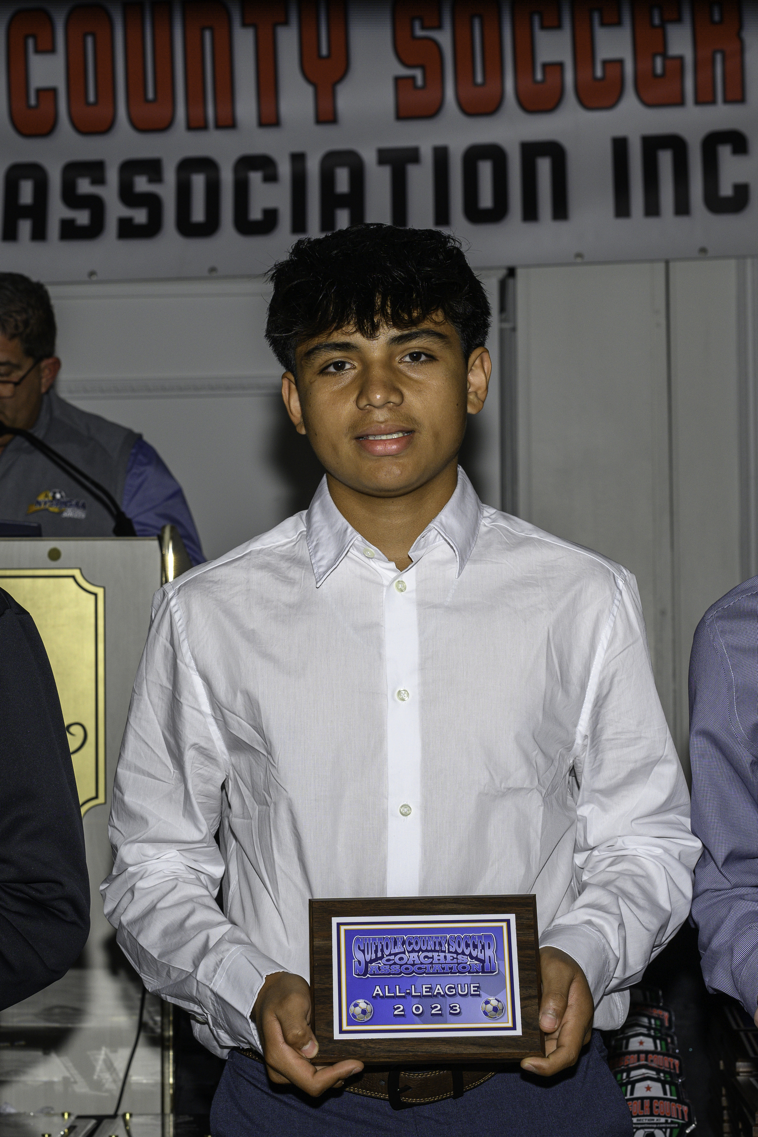 Wilmer Reyes with his All-League plaque.   MARIANNE BARNETT