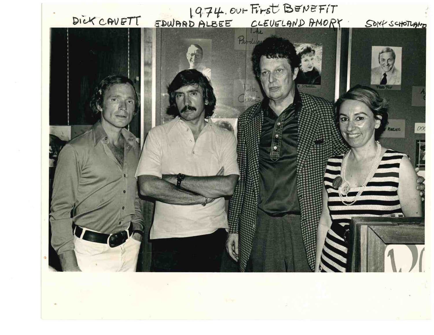 Dick Cavett, Edward Albee, Cleveland Armory and Sony Schotland  at the first ARF Benefit in 1974.  COURTESY ARF