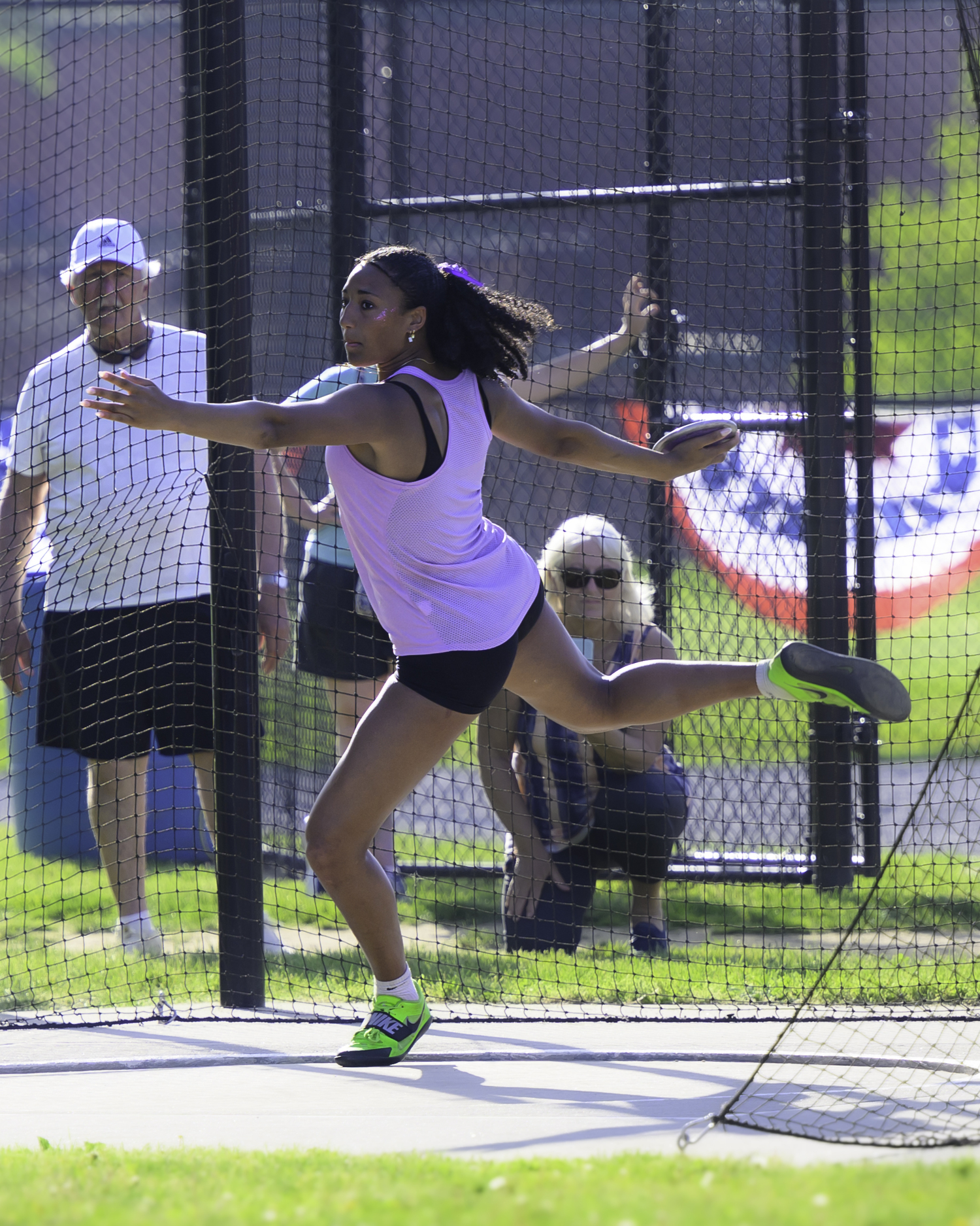 Hampton Bays senior Asha Pensa-Johnson placed second in the discus.   MARIANNE BARNETT