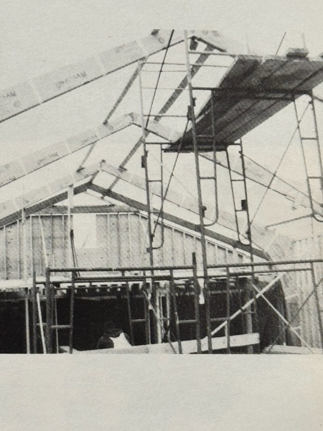 The First Baptist Church of Bridgehampton under construction circa 1979. COURTESY FIRST BAPTIST CHURCH OF BRIDGEHAMPTON