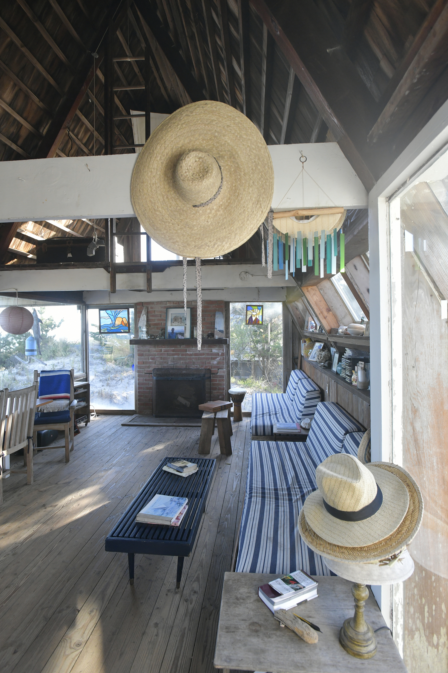 The living area at the Frisbie home on the beach in Amagansett.  DANA SHAW