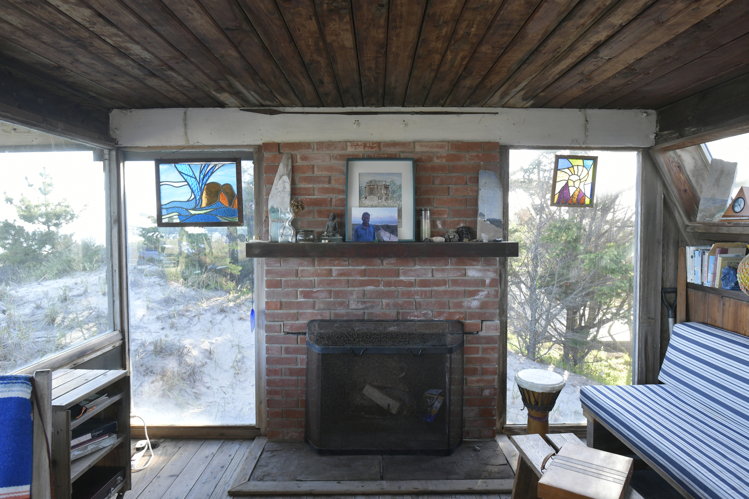 The living area at the Frisbie home on the beach in Amagansett.  DANA SHAW