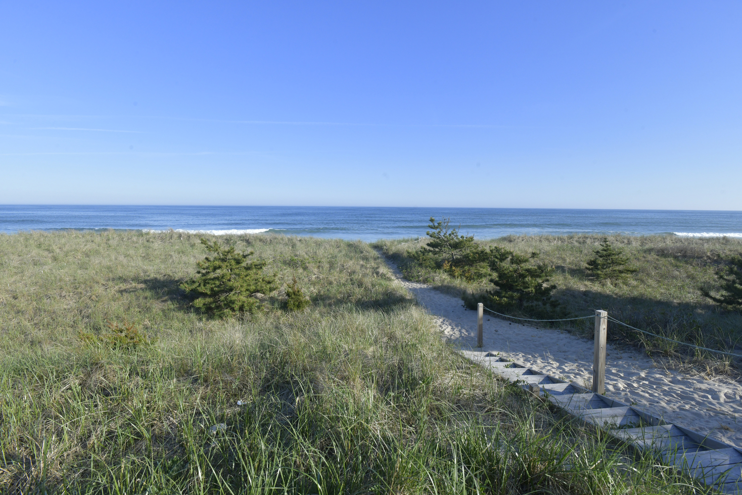 The view from the back deck of the Frisbie home on the beach in Amagansett.  DANA SHAW