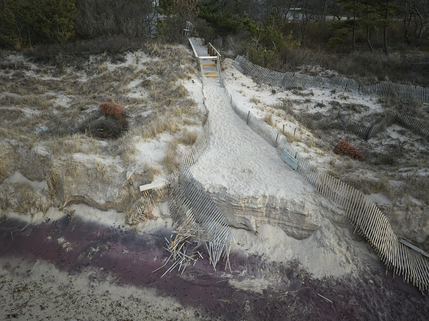 Erosion, as seen from above, at Ditch Plains Beach. JOHN MADERE