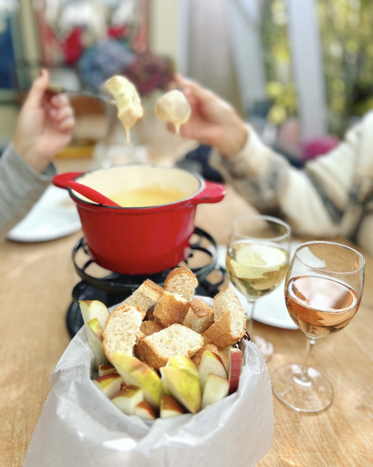 Cheese fondue from The Village Cheese Shop is a staple of First Fridays in Mattituck. Gavin Menu photo