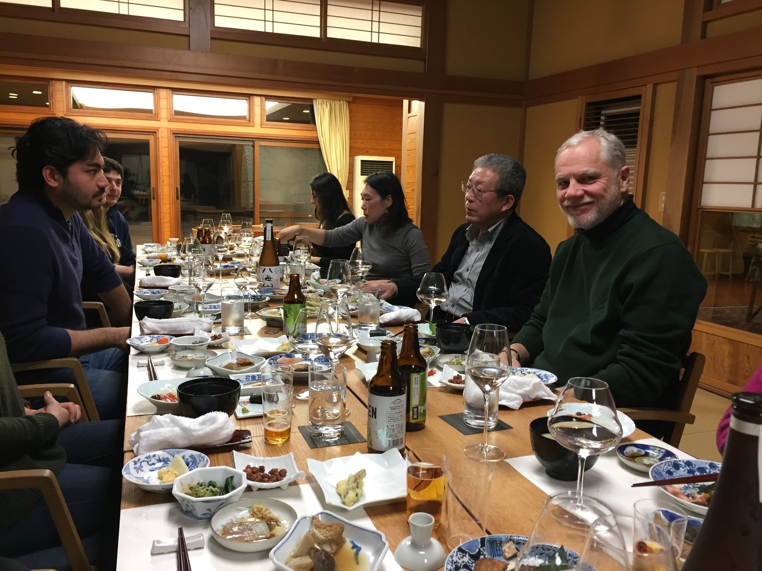 Sen's owner Jesse Matsuoka, left, and Wölffer winemaker Roman Roth, right during their 2019 trip to Japan. COURTESY ROMAN ROTH