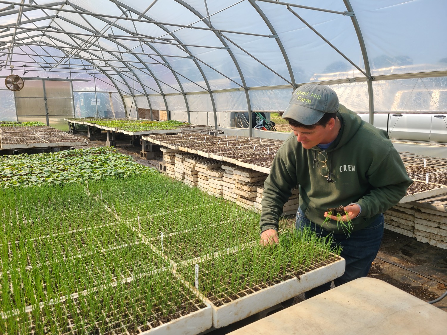 Quail Hill Farm Director Layton Guenther working at the farm. COURTESY PECONIC LAND TRUST