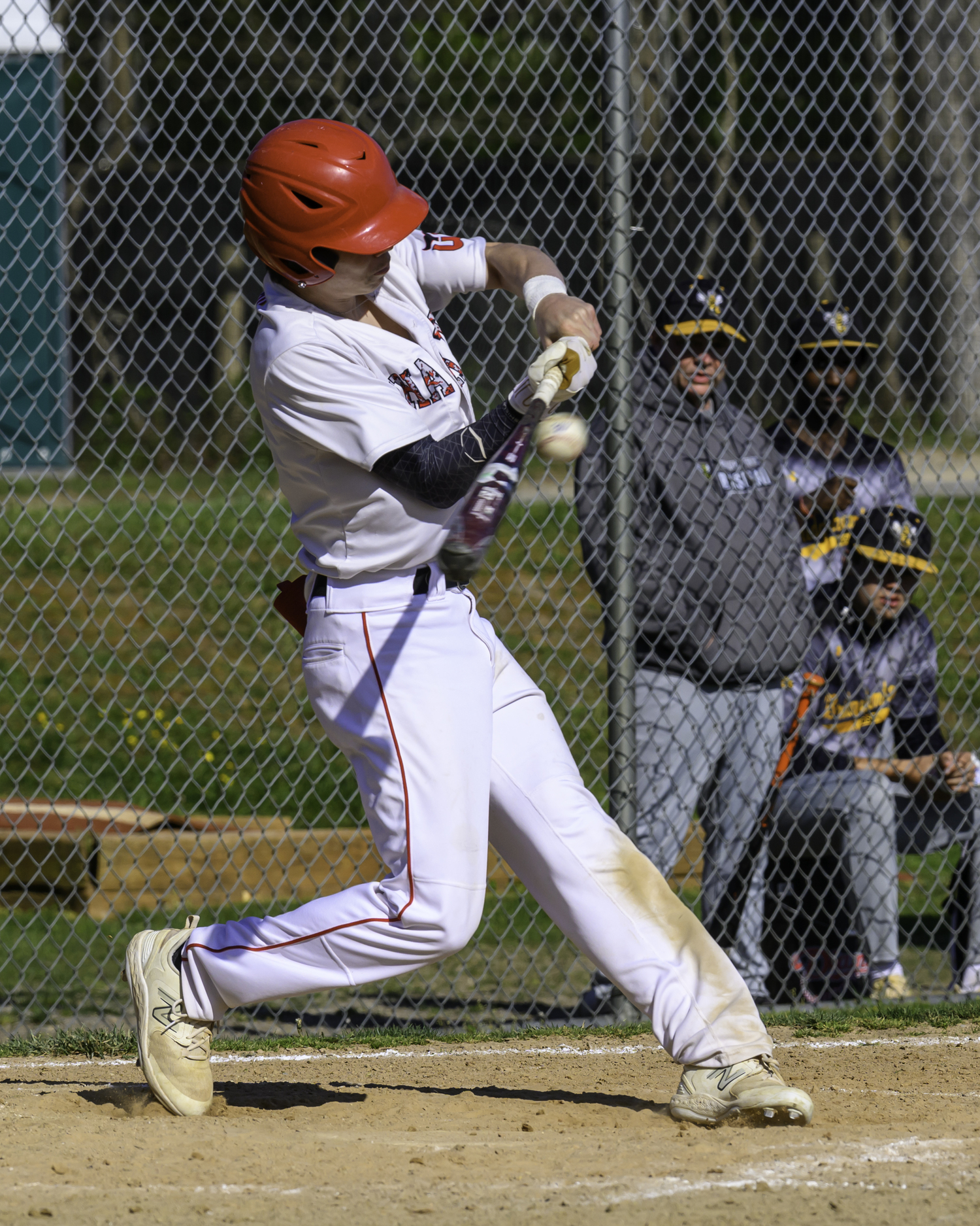 Pierson senior Dom Mancino with a base hit.  MARIANNE BARNETT