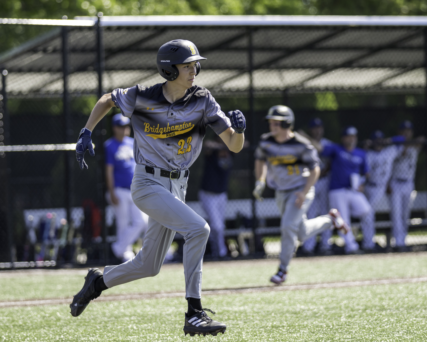 Ross junior Alexi Kardaras heads to first base. MARIANNE BARNETT