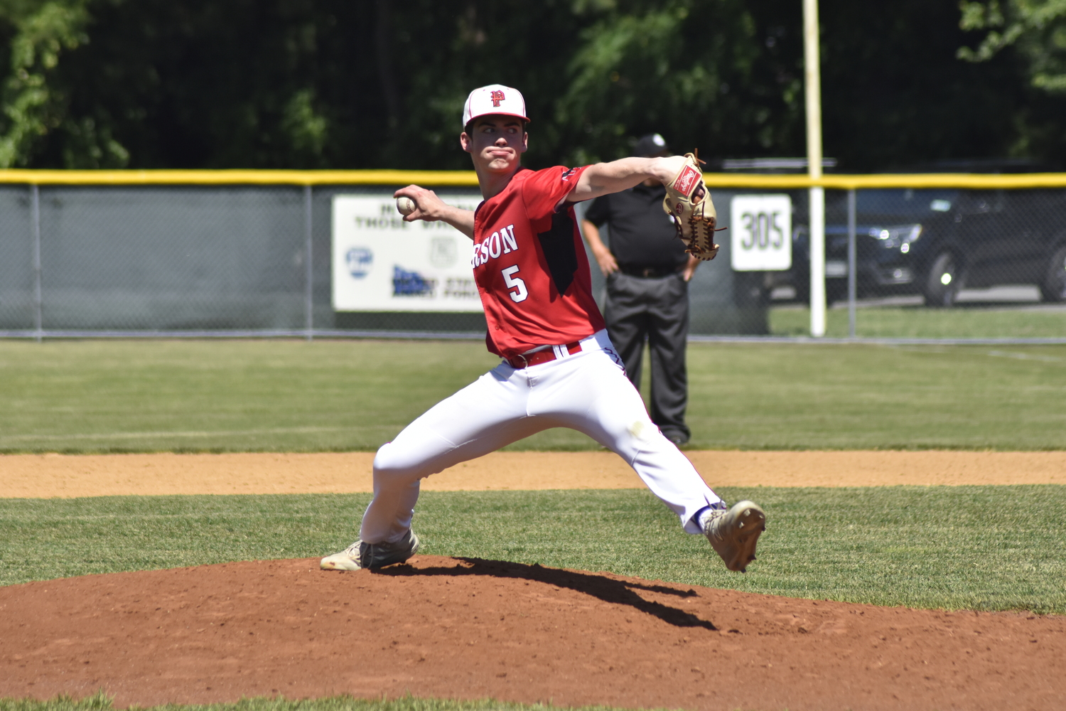 Pierson senior Nathan Dee relieved starting pitcher Braeden Mott in the sixth inning.   DREW BUDD