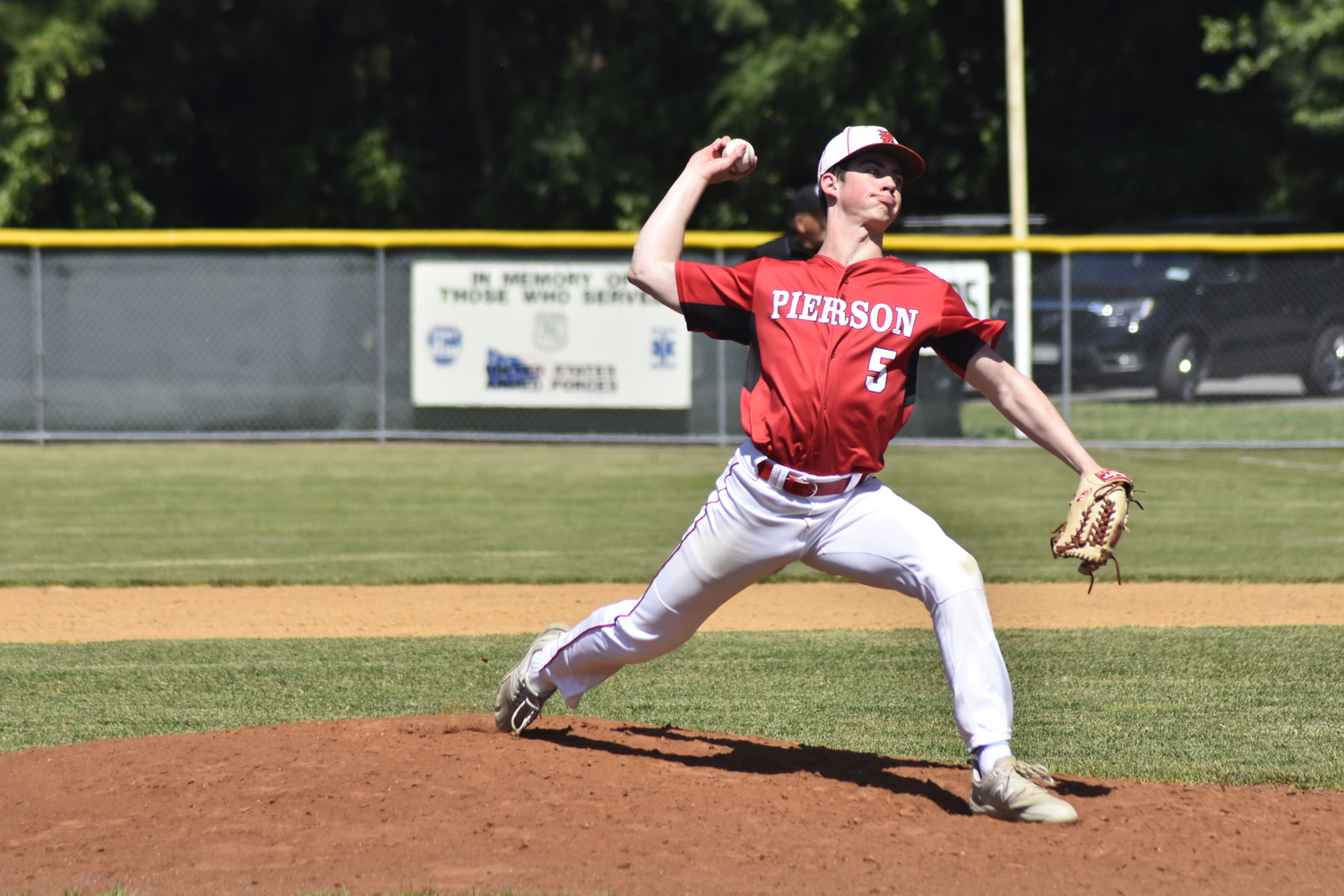 Pierson senior Nathan Dee relieved starting pitcher Braeden Mott in the sixth inning.   DREW BUDD