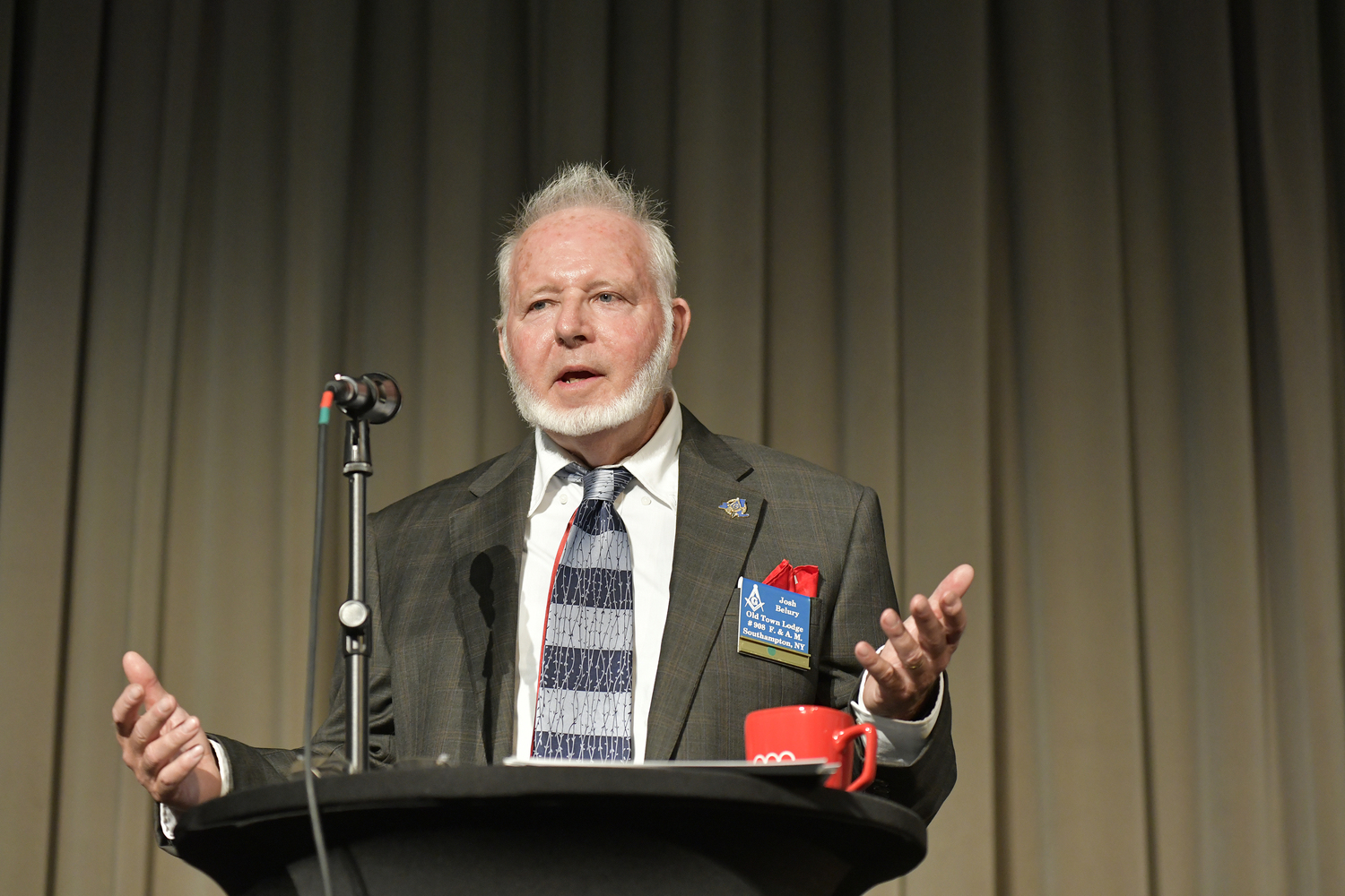 Southampton village Trustee Challenger Josh Belury at the June 6 debate at the Southampton Arts Center.  DANA SHAW