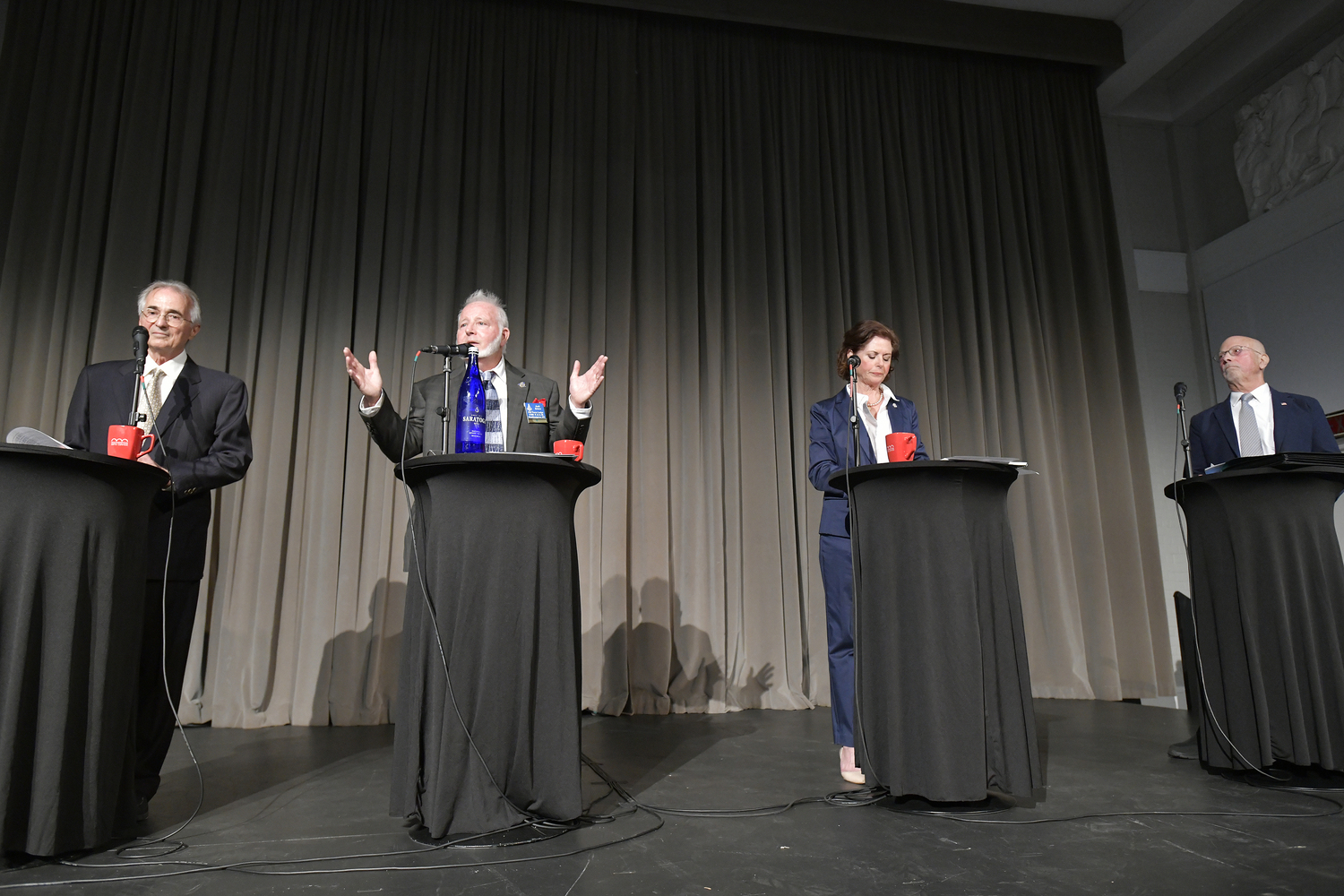 Candidates for Southampton Village Trustee debate on June 6 at the Southampton Arts Center.  DANA SHAW