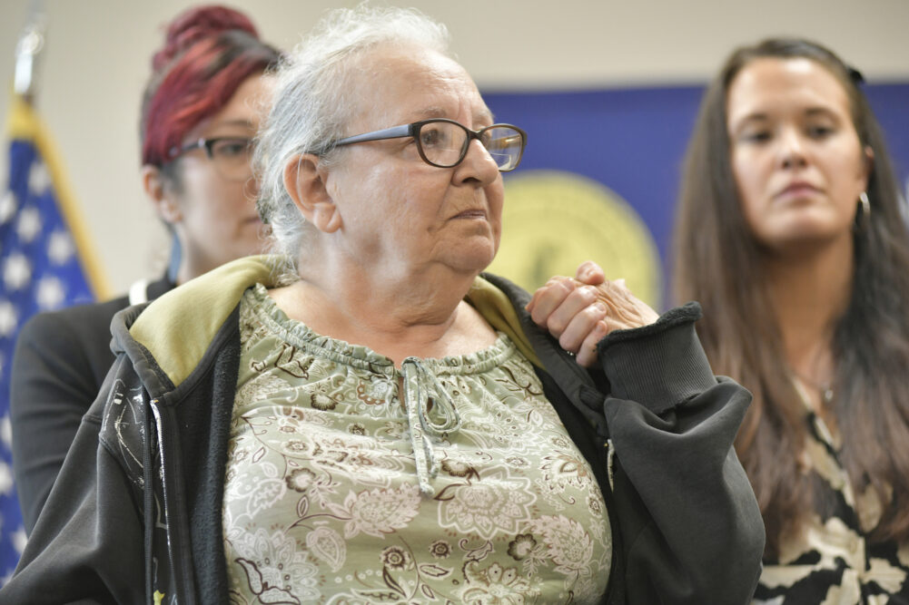 The family of Jessica Taylor, whose dismembered body was found in Manorville in 2003, at a press conference on June 6.  DANA SHAW