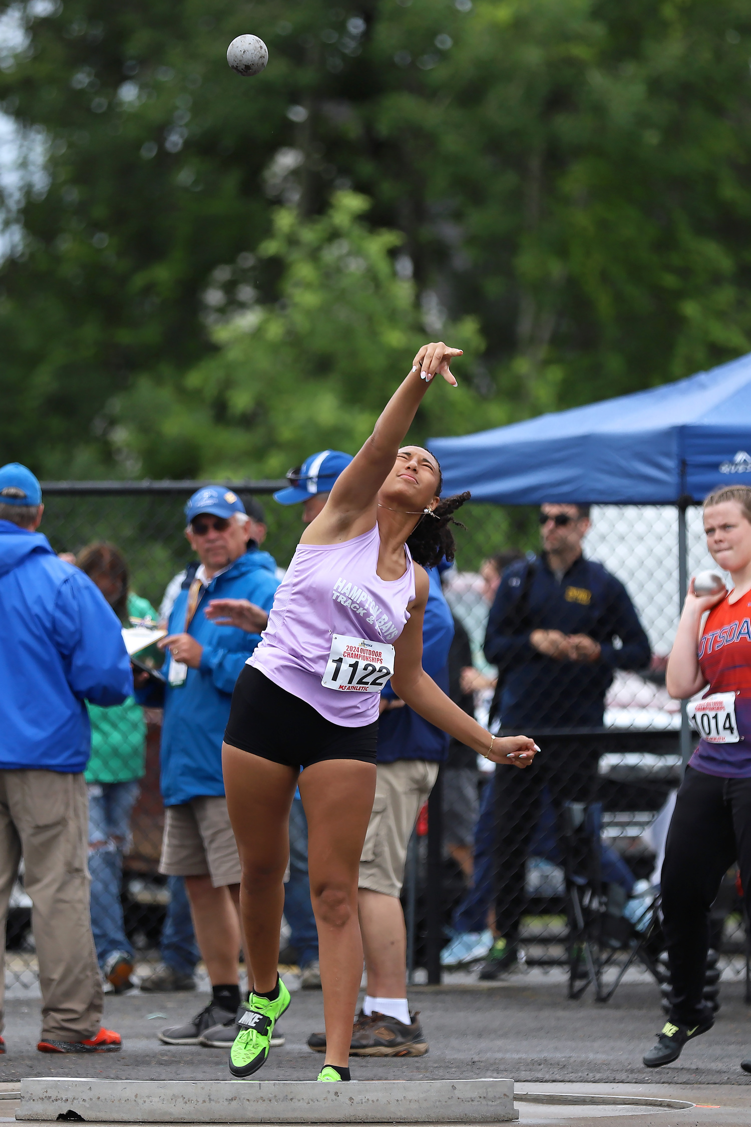 Asha Pensa-Johnson broke a school record in the shot put at the state championships this past weekend.   JACOB LAX