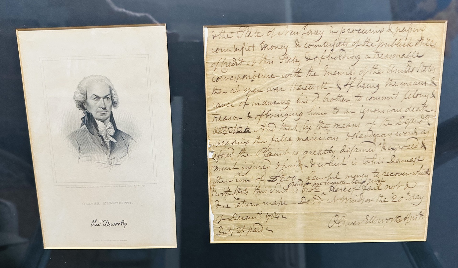 The letter being donated to the Oliver Ellsworth Homestead. COURTESY BILL DONOHUE