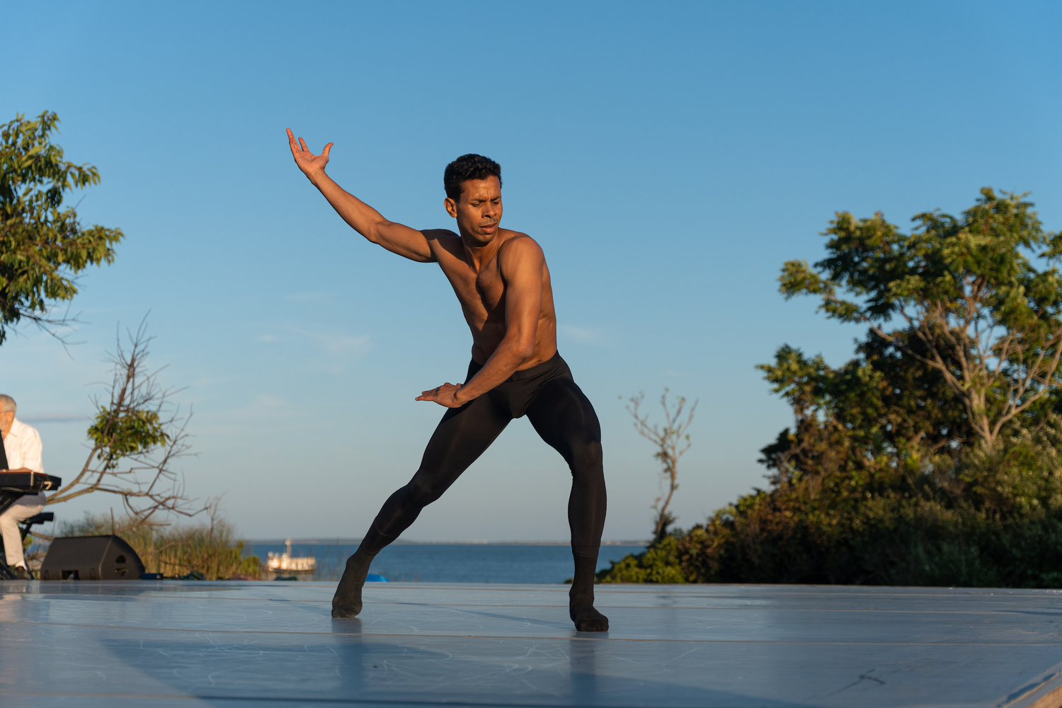 Jose Sebastian of Hamptons Dance Project performing at Fireplace Lodge in Springs on opening night, August 18, 2023. QUINN WHARTON