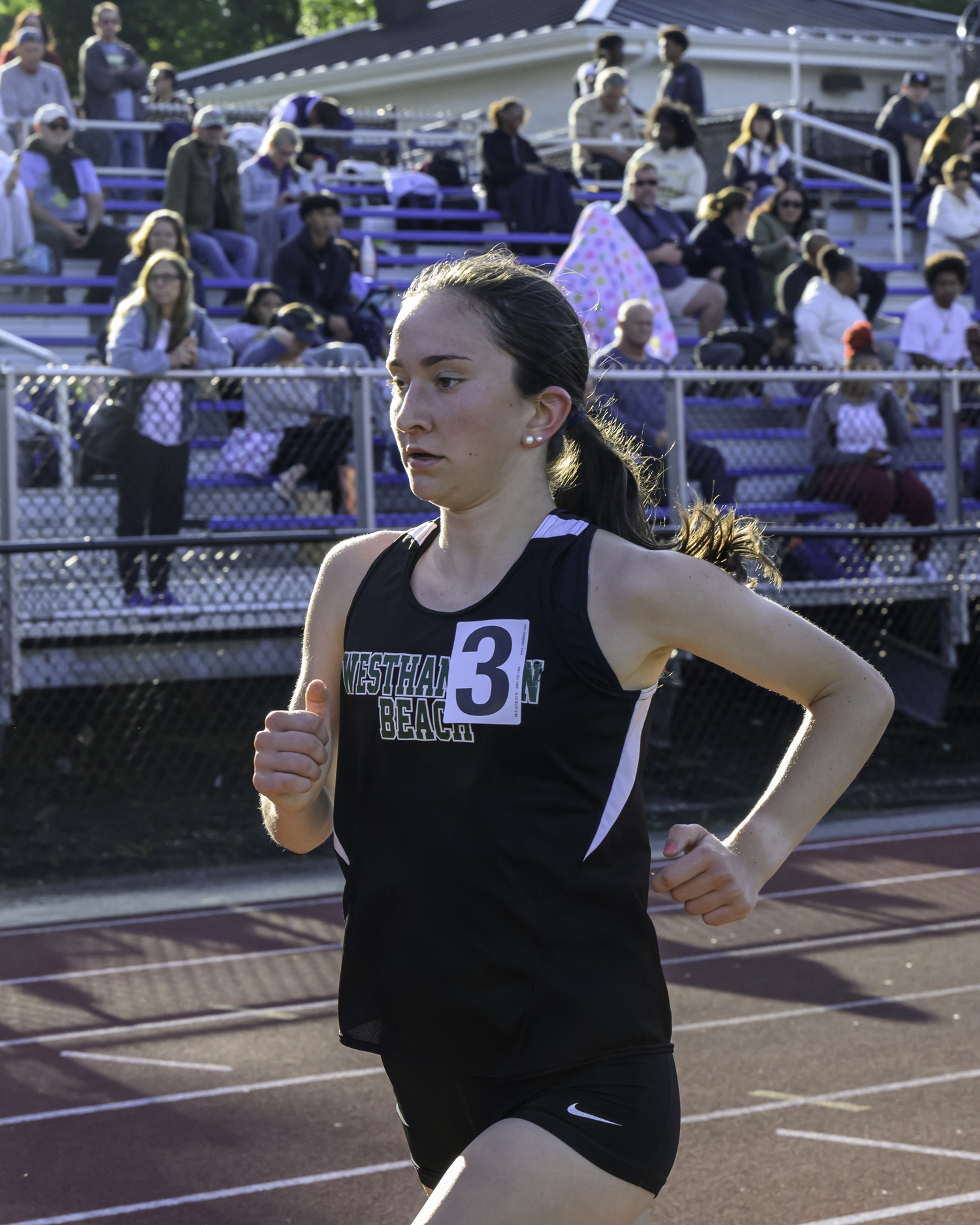 Westhampton Beach junior Lily Strebel placed third overall in the county in the 3,000-meter race.   MARIANNE BARNETT