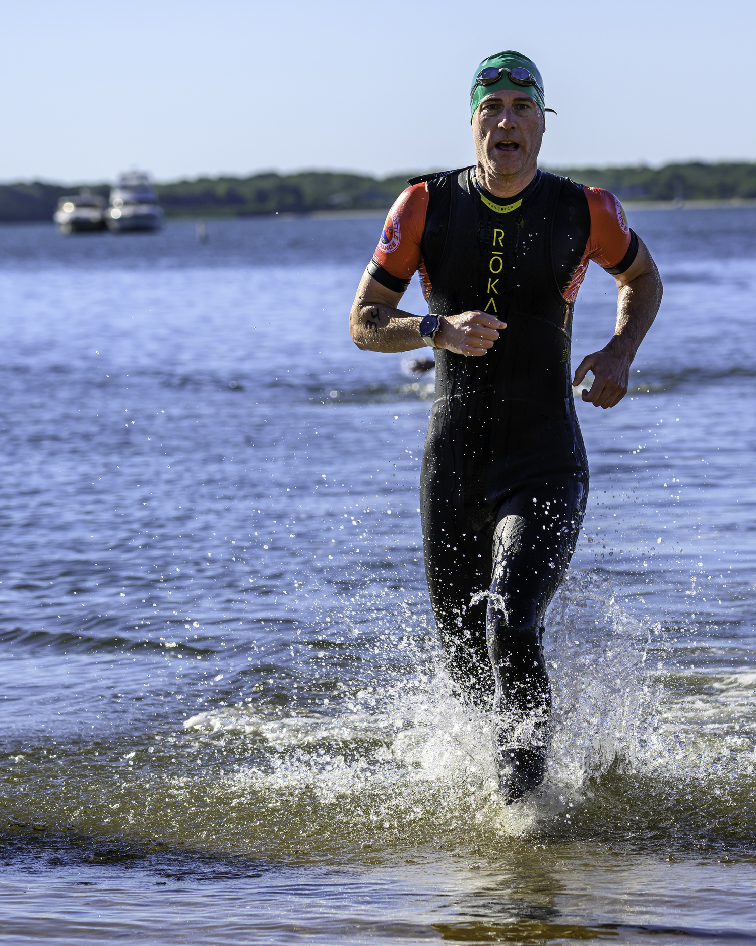 Mark Lucas heads out of the water.  MARIANNE BARNETT