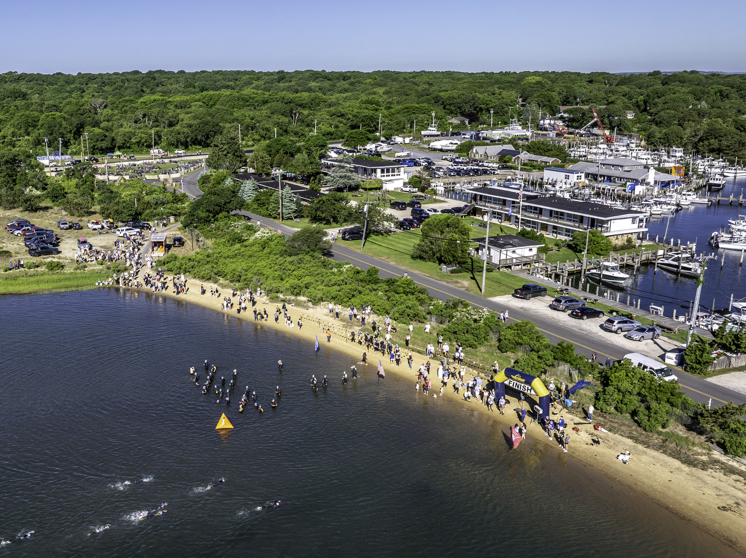 Lake Montauk was the site of the 43rd anniversary of the Robert J. Aaron Memorial Mighty Montauk Triathlon on Saturday morning.   MARIANNE BARNETT