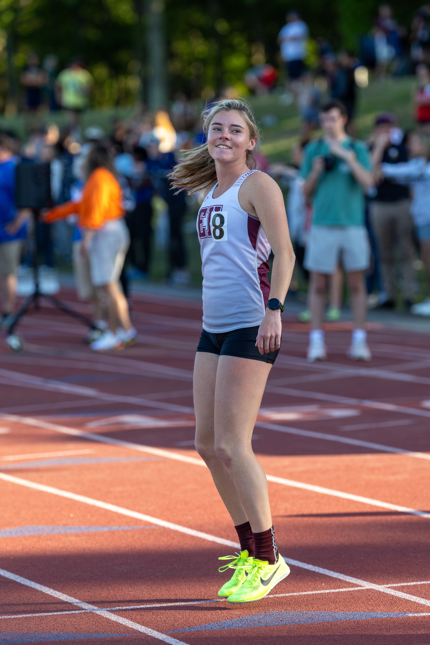 Ryleigh O'Donnell waits for the baton in the 4x800-meter relay.   RON ESPOSITO