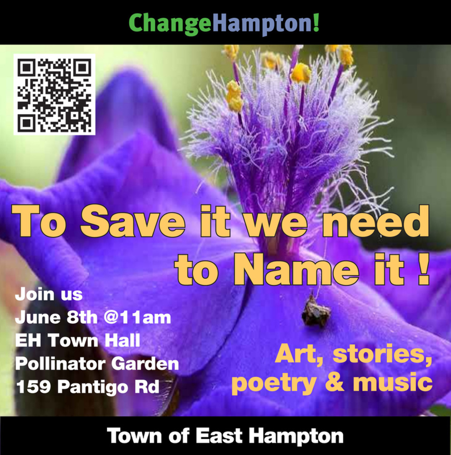 The flyer for ChangeHampton's Naming Names event. COURTESY GAIL PELLETT.