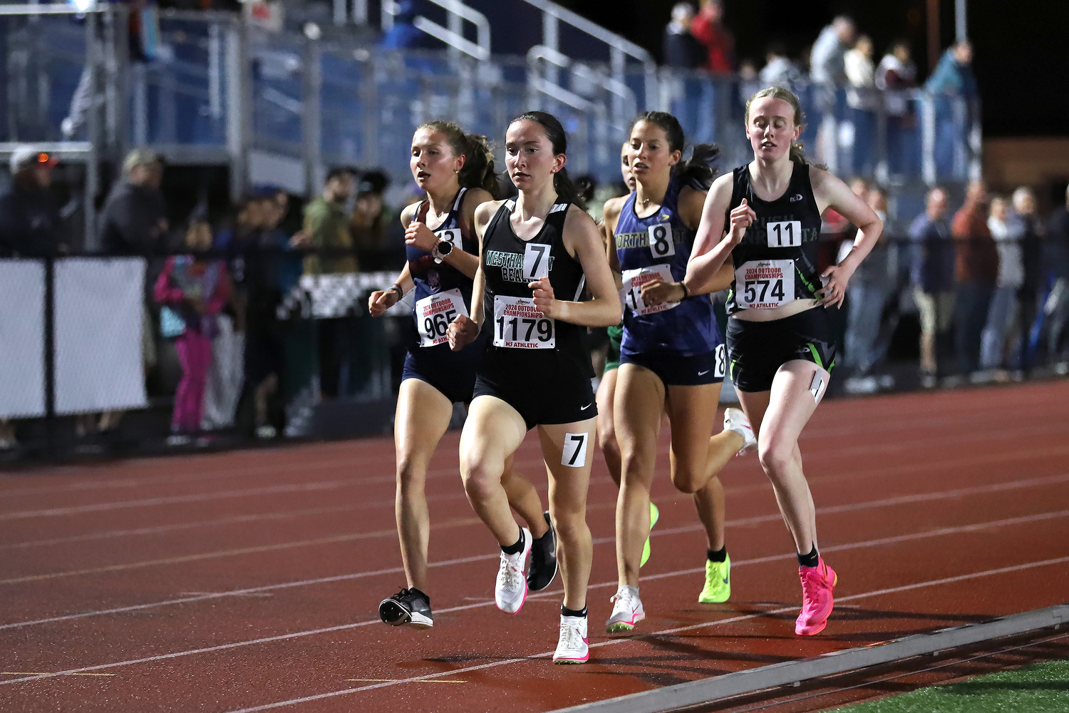 Westhampton Beach junior Lily Strebel in the 3,000-meter race at the New York State Outdoor Track and Field Championships.   JACOB LAX